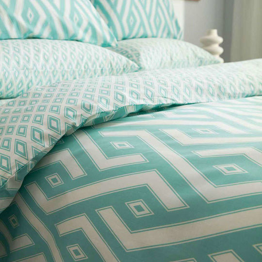 Vesta Home Duvet Cover Set Cotton Double with 2 Pillowcases 200x240 Paros 1 Turquoise