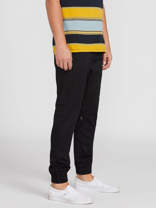 Frickin Men's Elastic Slim Fit Black Trousers