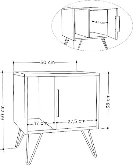 Nachttisch Glynn Beige 50.2x44.6x58cm