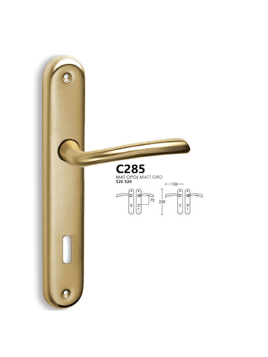 Conset Lever Middle Door with Plate C285 Pair (Center Distance 90mm) Upper Mat 90mm