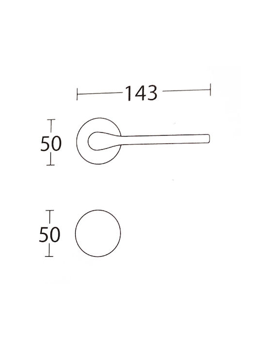 Convex Hebel Vordertür mit Rosette Rechts 1515 mit Rosette Black