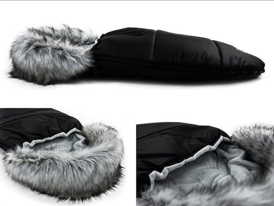 Beboulino Egg Ποδόσακος Καροτσιού Μαύρος με Fleece Επένδυση 90x50εκ.