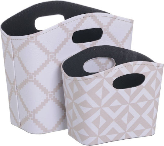 Magazinständer mit Griff aus Künstliches Leder Weiß 15.5x20x12cm 153458