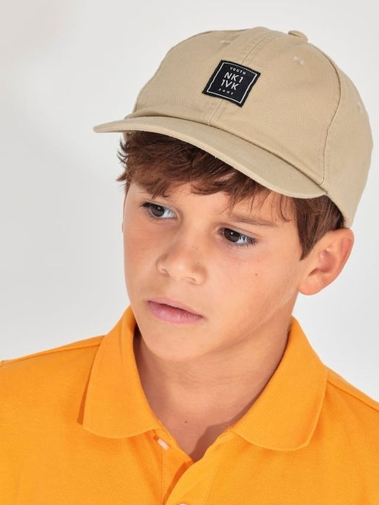 Mayoral Kids' Hat Jockey Fabric Beige
