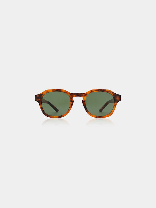 A.Kjaerbede Zan Sunglasses with Brown Tartaruga Acetate Frame and Green Lenses KL2318-004