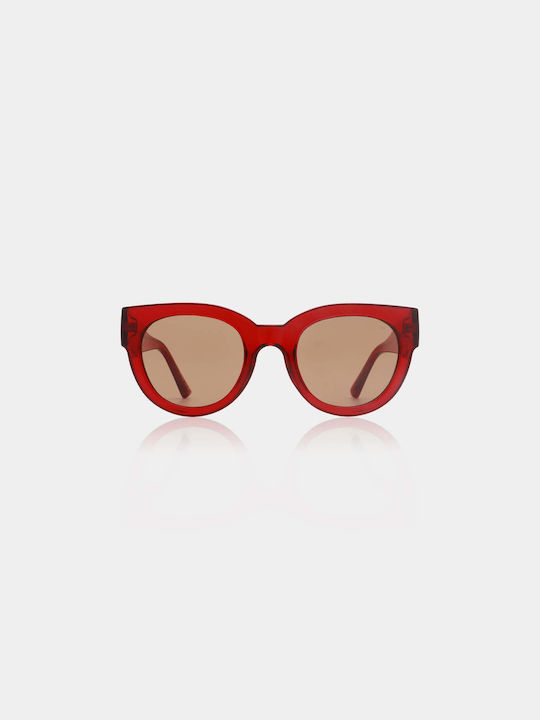 A.Kjaerbede Lilly Sunglasses with Red Plastic Frame and Brown Lens KL2215-010