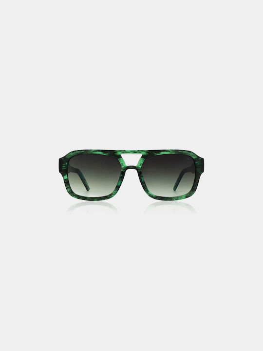 A.Kjaerbede Kaya Sunglasses with Green Acetate Frame and Green Gradient Lenses KL2316-004