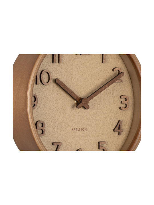 Karlsson Pure Wood Grain Αντικέ Ρολόι Τοίχου Ξύλινο Μπεζ Ø22cm
