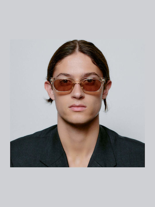 A.Kjaerbede Bror Unisex Sunglasses with Beige Plastic Frame and Brown Lens