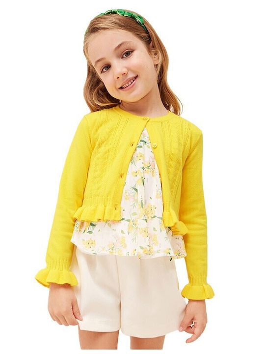 Kinderstrickjacke Baumwolle Gelb