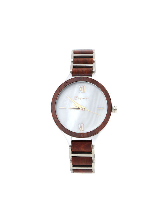 Daponte Uhr mit Braun Holzarmband