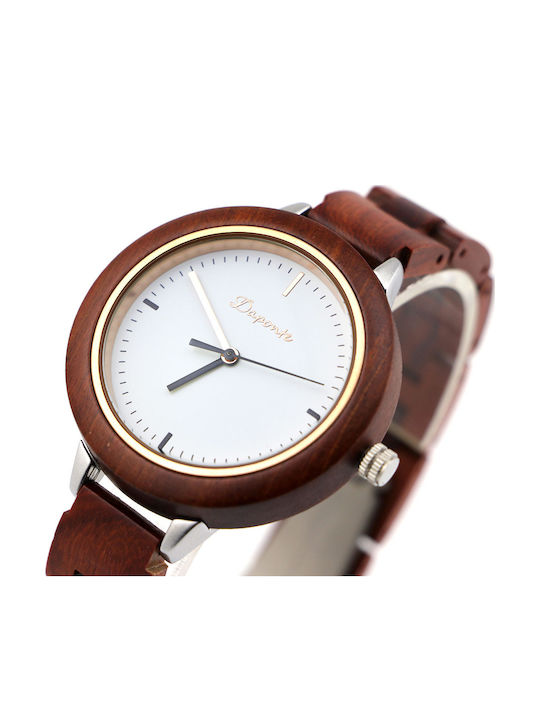 Daponte Women's Watch with Red Wooden Bracelet