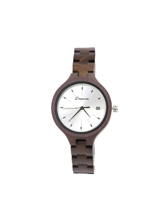 Daponte Watch with Brown Wooden Bracelet