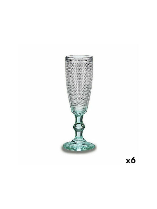 Glass Set Champagne made of Glass in Turquoise Color Stacked 185ml 6pcs