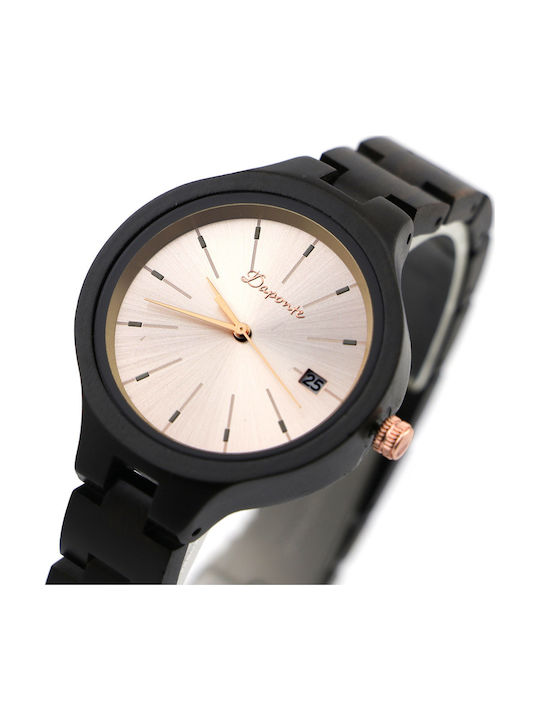 Daponte Women's Watch with Black Wooden Bracelet