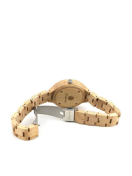 Daponte Women's Watch with Beige Wooden Bracelet