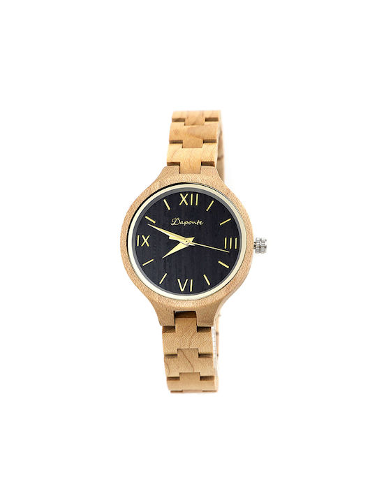 Daponte Watch with Beige Wooden Bracelet