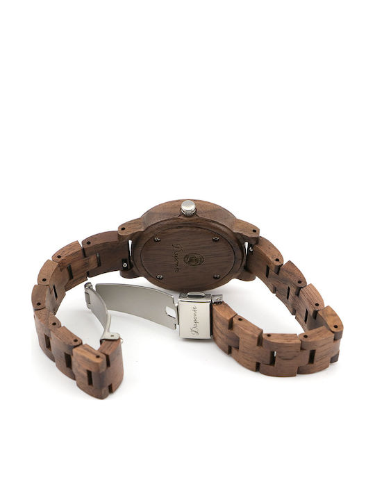 Daponte Women's Watch with Brown Wooden Bracelet