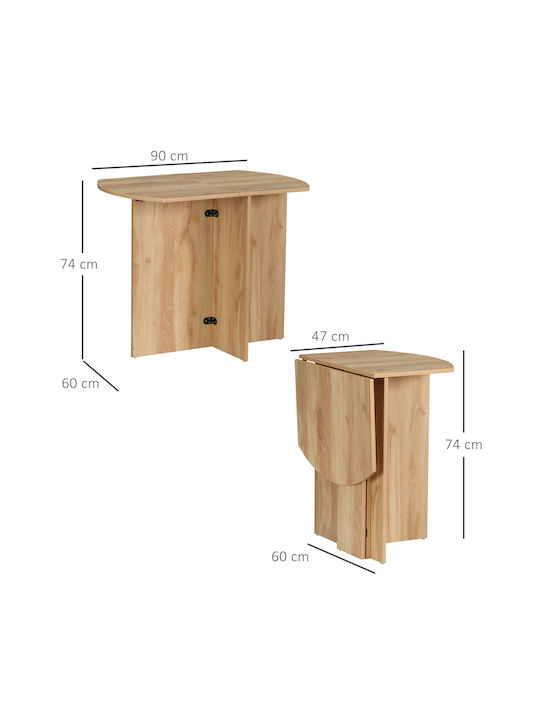 Table Dining Room Extendable Wooden Oak 60(+30)x47x74cm