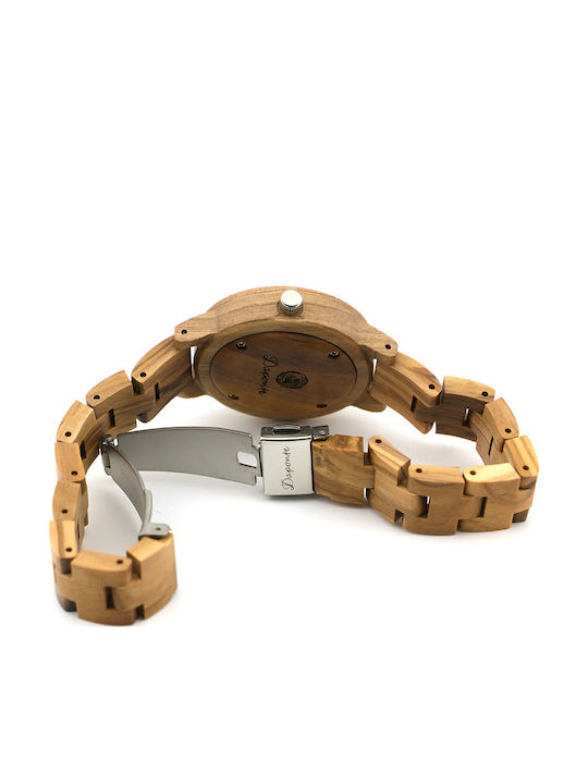 Daponte Women's Watch with Beige Wooden Bracelet