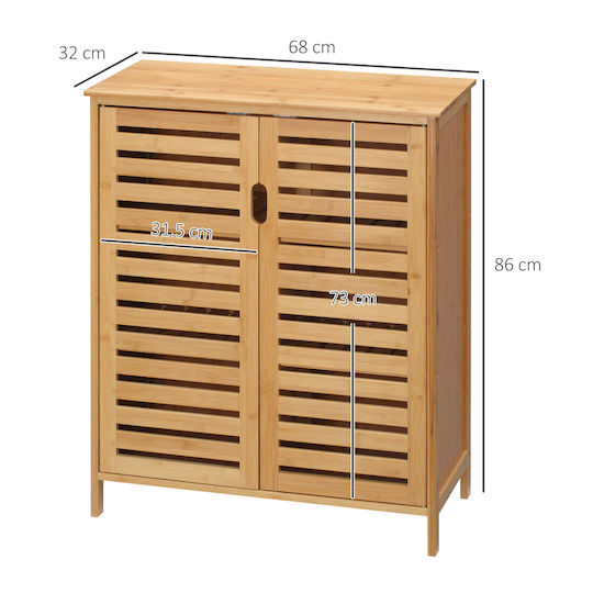 Kleankin 834-510V00ND Ντουλάπι Μπάνιου 68x32x86cm Καφέ
