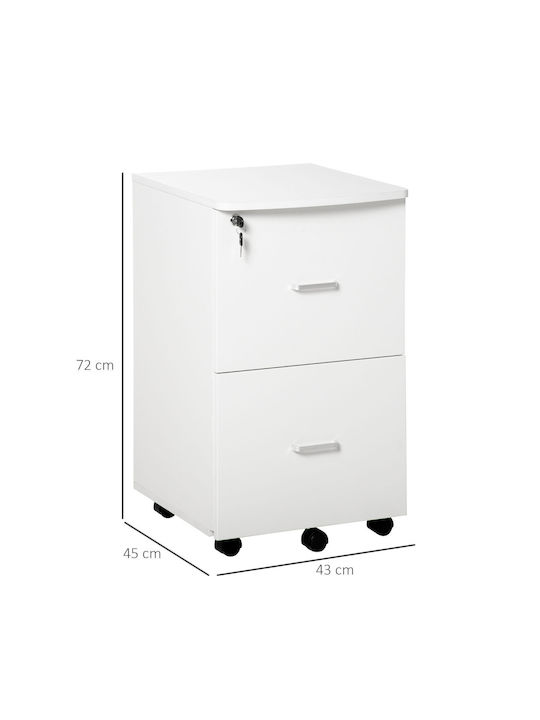 Schublade Büro aus MDF mit Rollen & Schloss 43x45x72cm