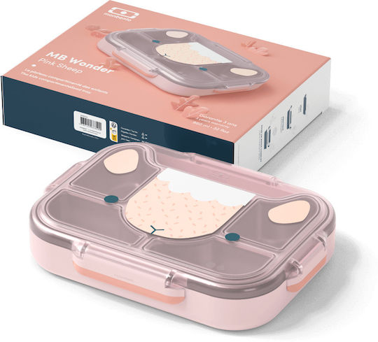 Monbento ΜΒ Wonder - Pink Sheep Πλαστικό Παιδικό Δοχείο Φαγητού 0.95lt Ροζ 28.2 x 21.4 x 5.7εκ.