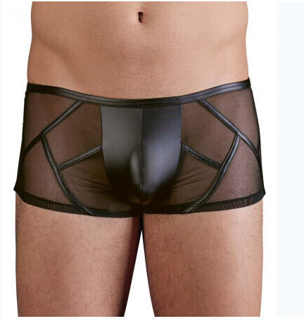 Nek Nek Boxeri Sexy pentru bărbați Pantaloni cu pungă lucioasă Black