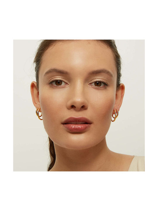 Aleyolé Earrings Hoops made of Silver Gold Plated with Stones