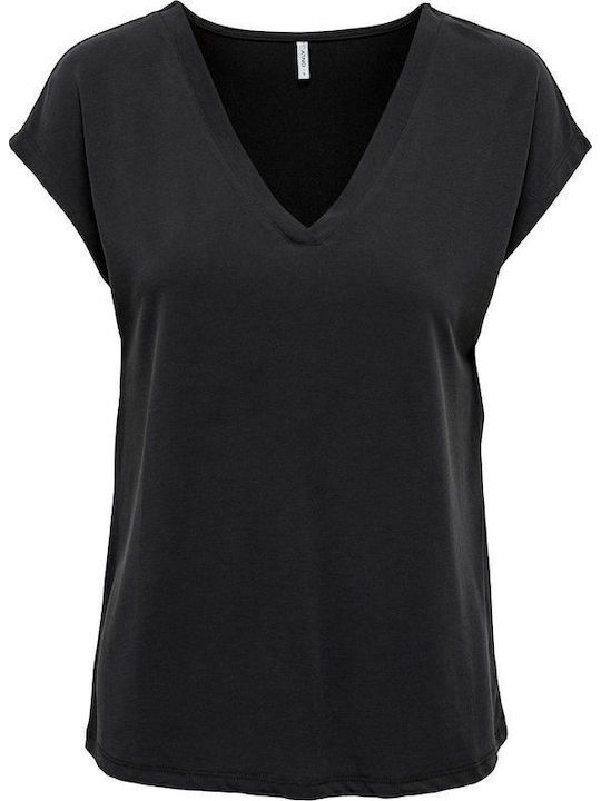 Women's Blouse Sleeveless with V Neckline Black