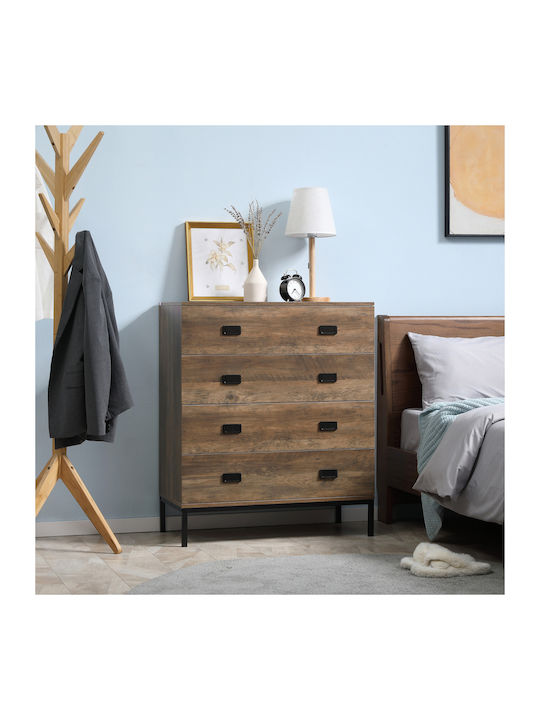 Ξύλινη Chest of Drawer with 4 Drawer Brown 80x39x95εκ.