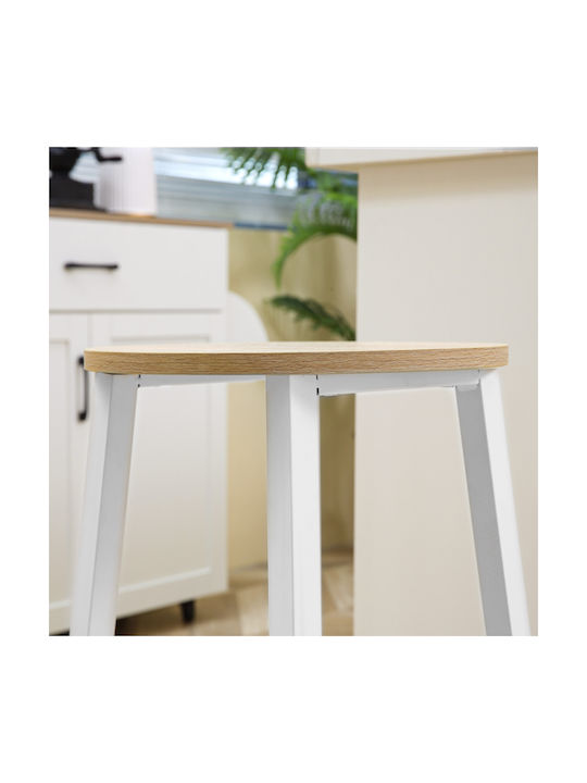 Σκαμπό Μπαρ Ξύλινο Λευκό 2τμχ 32.5x32.5x65εκ.