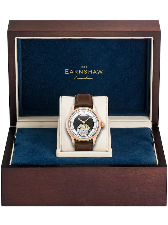 Thomas Earnshaw Мъжки Часовник 42mm На Батерия С Кафява Кожена Каишка