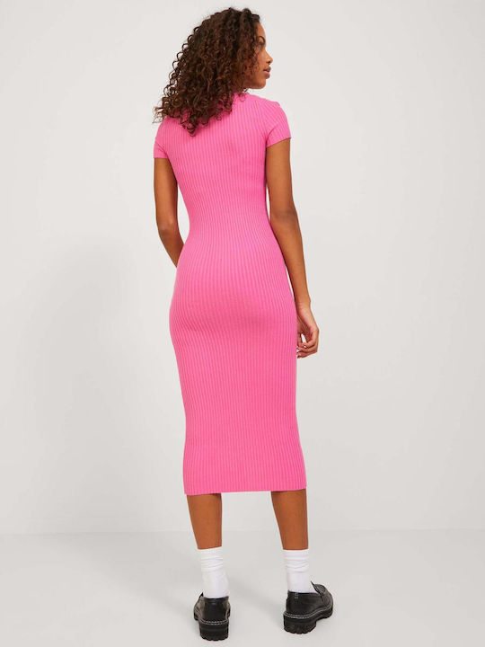 Jack & Jones Summer Midi Dress Knitted Fuchsia