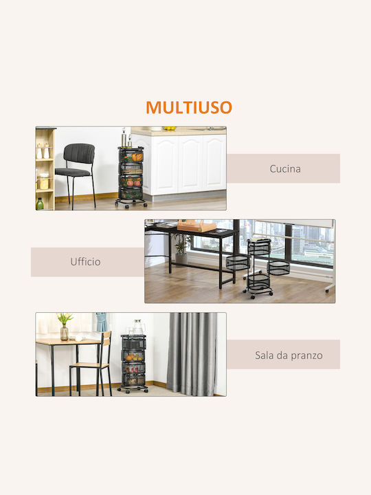 HomCom HomCom Metallisches Küchenwagen Mit 4 Ebenen Schwarz 33x33x77cm