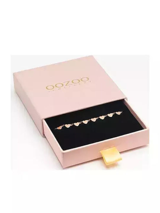 Oozoo Damentrailing Armband Kette mit Herz Design aus Edelstahl Vergoldet 18cm