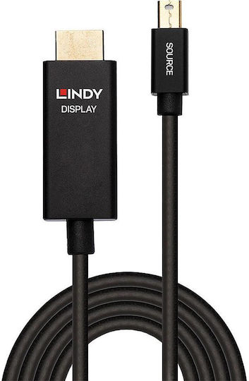 Lindy Cable mini DisplayPort male - HDMI male 0.5m Μαύρο (40920)
