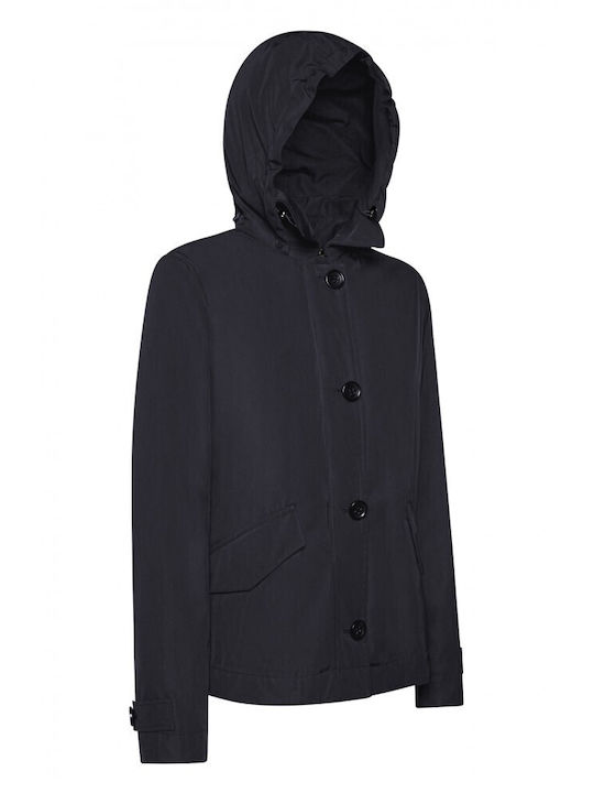 Anyweco Women's Short Lifestyle Jacket for Winter with Hood Blue W3521T T2676 F1624