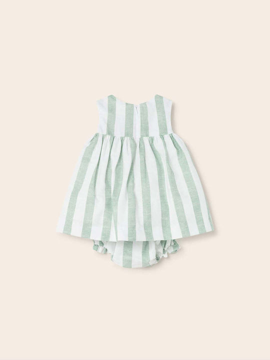 Mayoral Kids Dress Striped Sleeveless Green