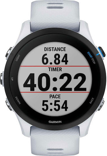 Garmin Forerunner 255 Music 46mm Αδιάβροχο Smartwatch με Παλμογράφο (Whitestone)