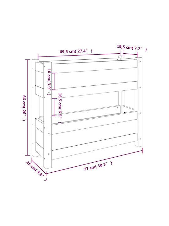 vidaXL Planter Box Wooden Gray 77x25x66cm.