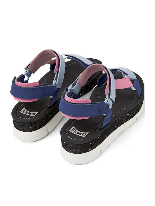 Oruga Up Leather Women's Flat Sandals Flatforms in Black Color