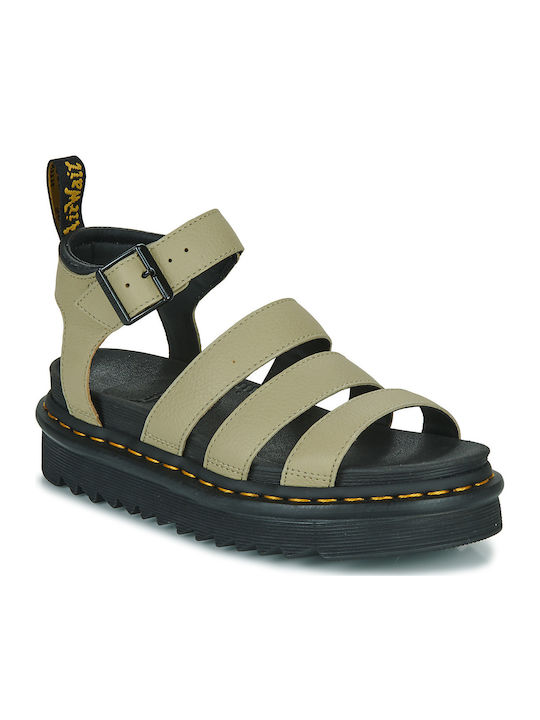 Blaire Δερμάτινα Γυναικεία Σανδάλια Flatforms Πράσινα