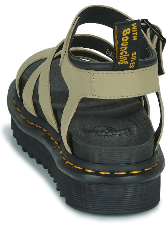 Blaire Δερμάτινα Γυναικεία Σανδάλια Flatforms Πράσινα