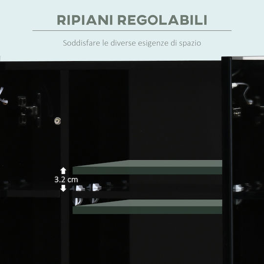 Kleankin 834-416BK Rectangular Bathroom Mirror Led made of MDF with Shelf & Cabinet 90x65cm Black