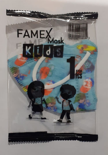 Famex Kids Mask FFP2 NR Protective Mask FFP2 Kids Turquoise 1pcs