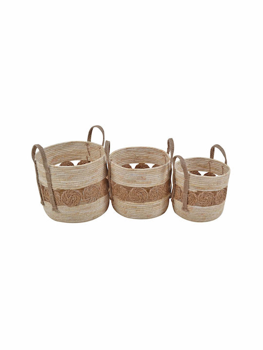 Set dekorative Körbe mit Griffen Beige 3Stück Ankor