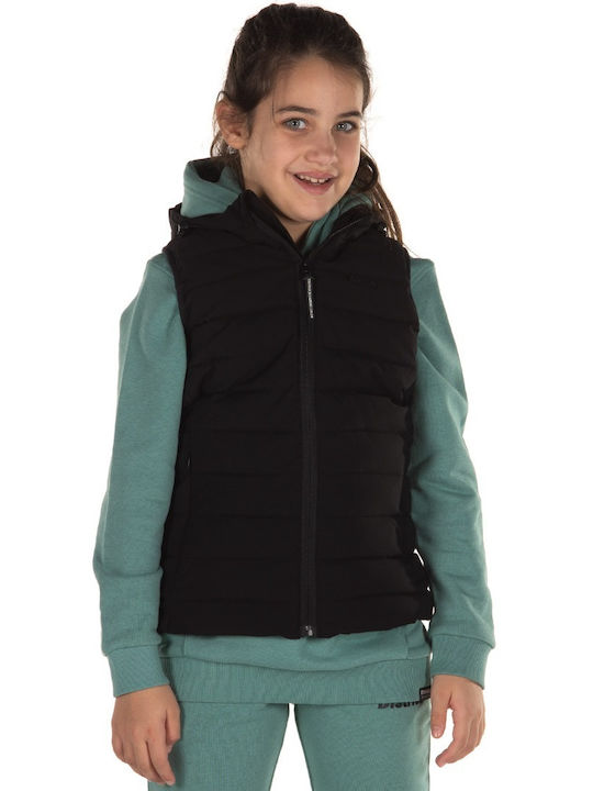 Kinder Freizeitjacke Ärmellos Kurz mit Kapuze Schwarz