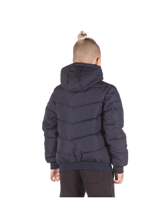 District75 Kids Quilted Jacket short Hooded Blue