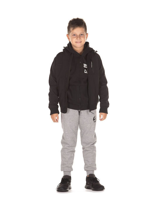 Kinder Freizeitjacke Kurz mit Kapuze Schwarz